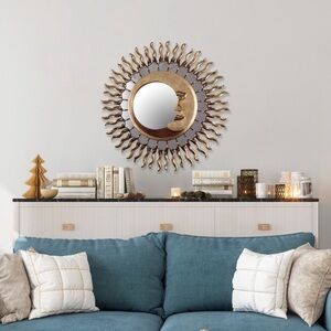 Blue Sofa with White Accent Pillows